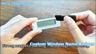 Badge con nome in acrilico personalizzato con finestra | Supporto magnetico | Badge nominativi personalizzati