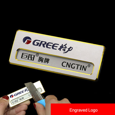 comprare Etichette di nome incise su misura Magnetiche con riempimento di colore del logo Reutilizzabili distintivi di nome in metallo online manufacture