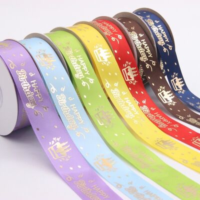 Acquistare Custom Gold Foil Logo Satin Ribbon – Personalized Polyester Ribbon For Packaging & Gift Wrapping fabbricazione online