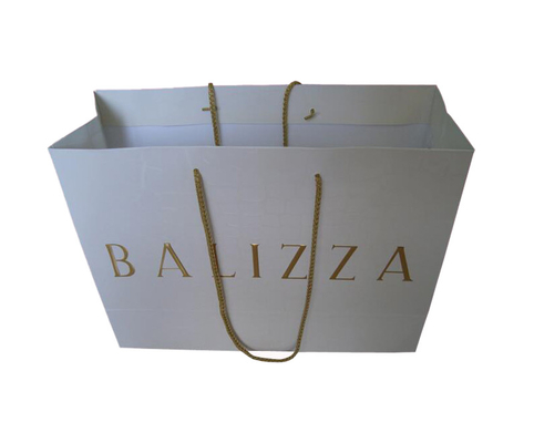 comprare I sacchetti della spesa stampati della carta dell'abbigliamento con oro sventano il logo impresso di timbratura caldo online manufacture