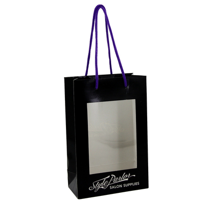 comprare Borse d'imballaggio stampate dei sacchetti della spesa della finestra di carta nera del regalo con le maniglie all'ingrosso online manufacture
