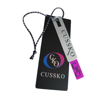 comprare Abbigliamento di lusso stampato su ordinazione Hang Tags Embossed Silver Foil di carta che timbra logo online manufacture