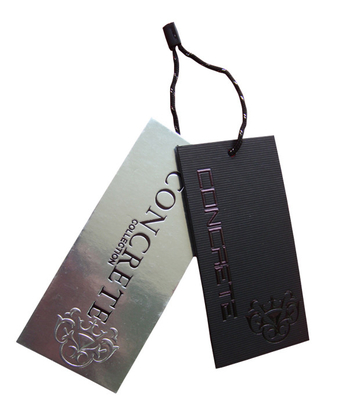 comprare L'oscillazione di carta d'argento riciclata etichetta il Hangtag di lusso dell'abbigliamento imprime il logo nero della stagnola online manufacture