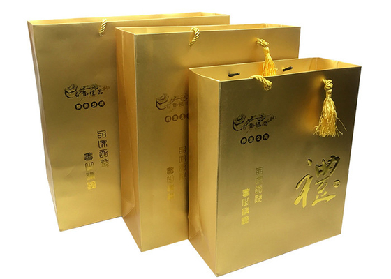 comprare Borse stampate di lusso su ordinazione del regalo della carta dell'oro con le maniglie impresse di Logo Tassel online manufacture