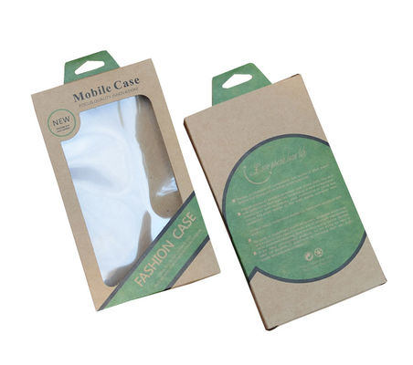 Contenitore amichevole stampato di carta kraft di Eco Brown con il foro del gancio per il caso mobile