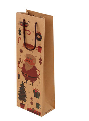 Il regalo stampato su ordinazione del vino di carta kraft di Brown insacca con cotone tratta in serie