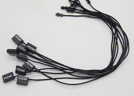 Un buon prezzo. Singola corda dell'estremità della stagnola dei Hangtags di plastica bianchi su ordinazione di Logo Black Plastic Tags Small in linea