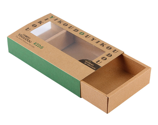 Un buon prezzo. Scatole per cassetti in carta kraft marrone personalizzate che imballano con finestra in PET all'ingrosso in linea