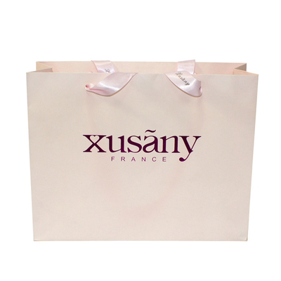 Un buon prezzo. Logo di lusso di Tote Bags With Purple Foil dell'euro della carta stampato abitudine promozionale in linea